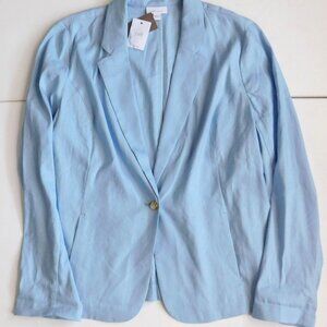 J. Jill Light Blue Linen Blend Summer  Blazer Size Large